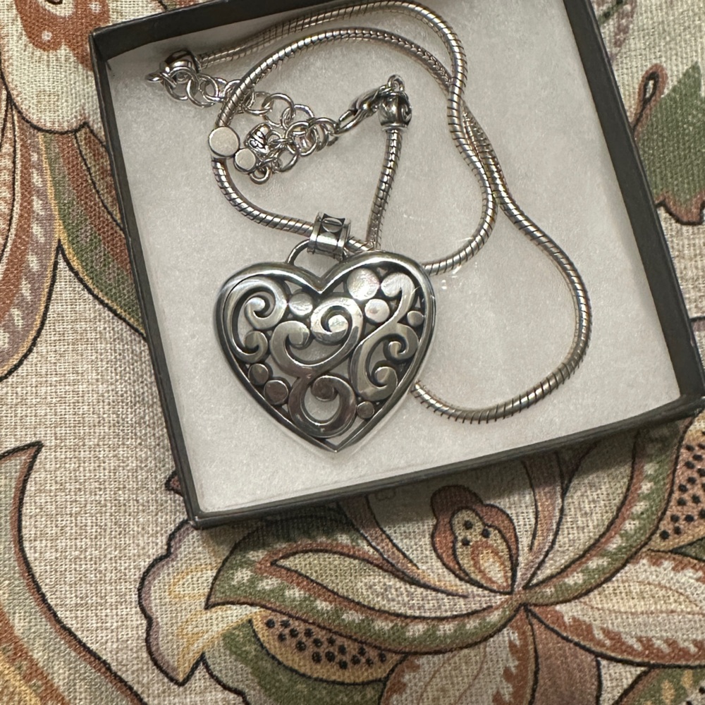 Brighton Silver Heart Swirl Necklace. Excellent condition.